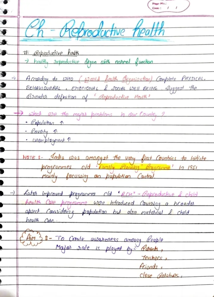 Reproductive health - class 12 biology simple notes (easy and exam ready)