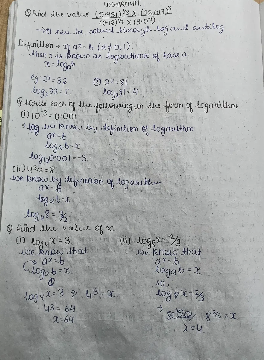 Remedial mathematics - logarithm 