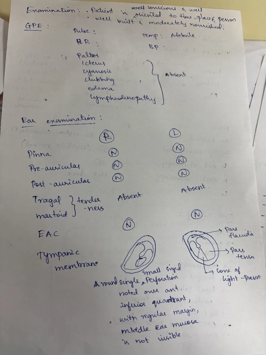 CSOM ( chronic suppuration otitis media ) - history and examination with reasons