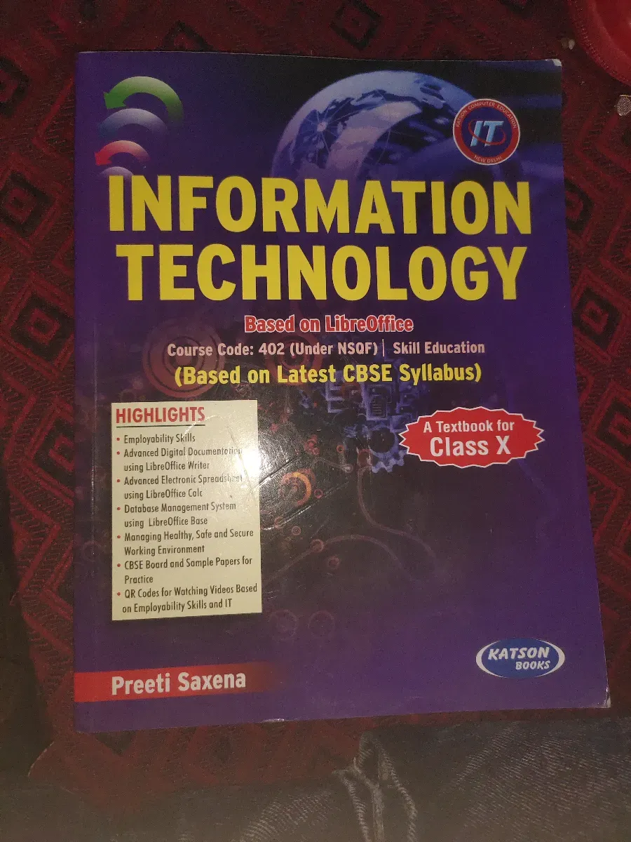 Information technology book for class 10th