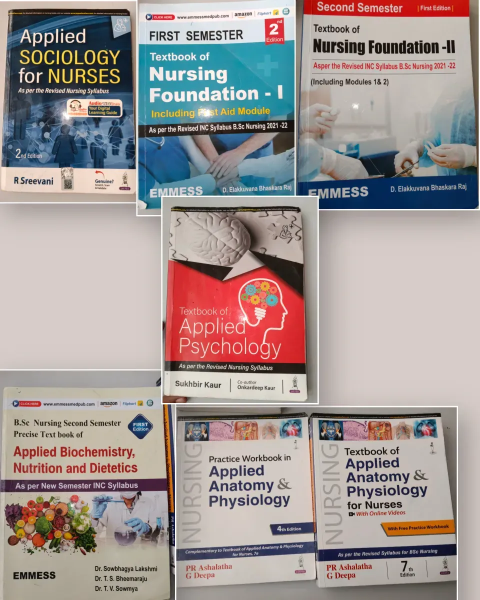 Bsc Nursing 1st sem and 2nd sem textbooks 